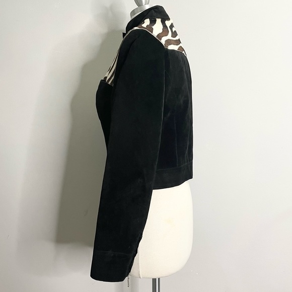 bebe Black and White Leather Jacket Timeless Elegance - Picture 2 of 9